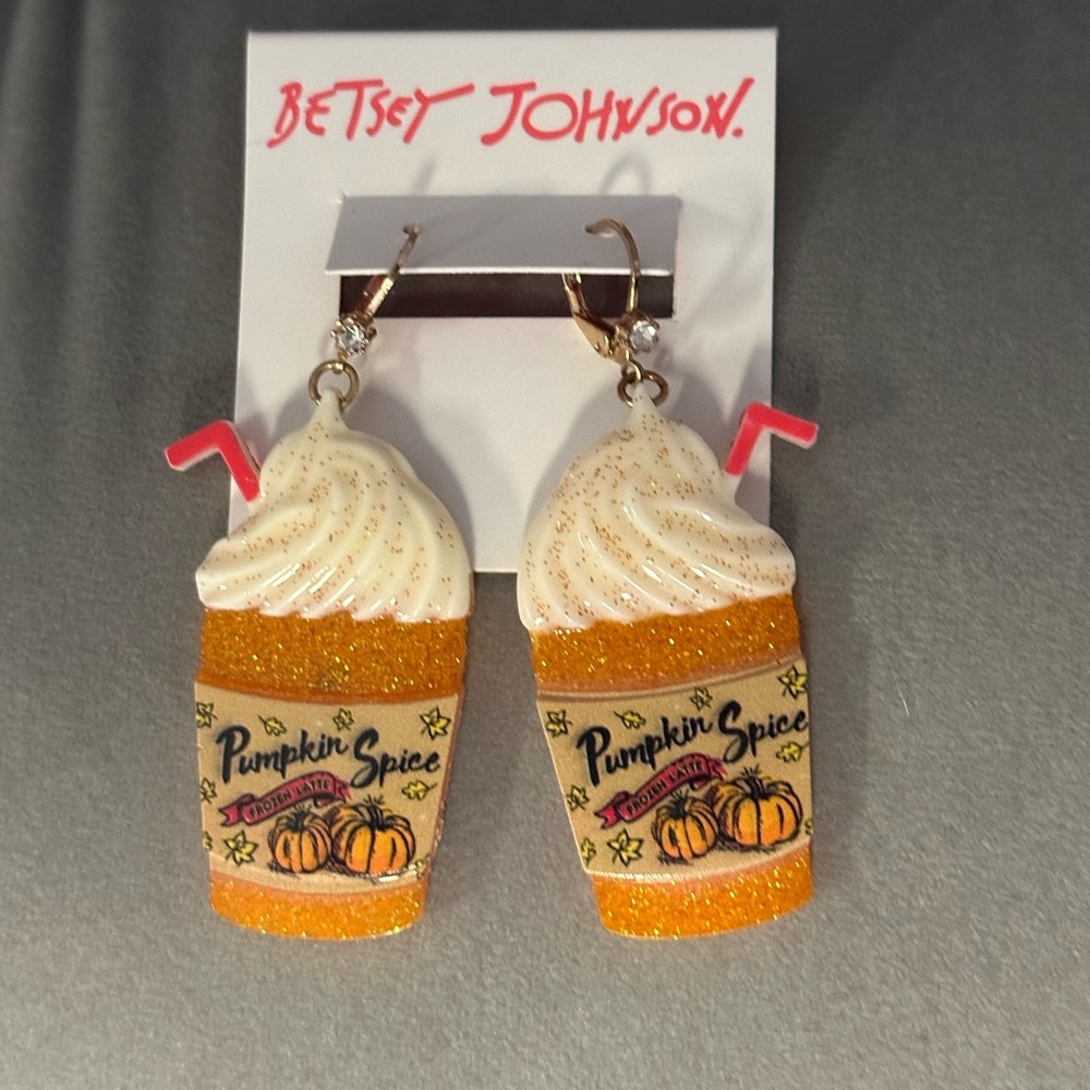 Betsey Johnson Pumpkin Spice Glitter Earrings